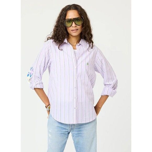 Kerri Rosenthal Mia Stripe Shirt Blouse Top Buttondown Long Sleeve XL New 284890